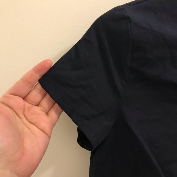 COS Peplum Eyelet Dress 2 cotton navy blue short sleeves knee length - Picture 6 of 10